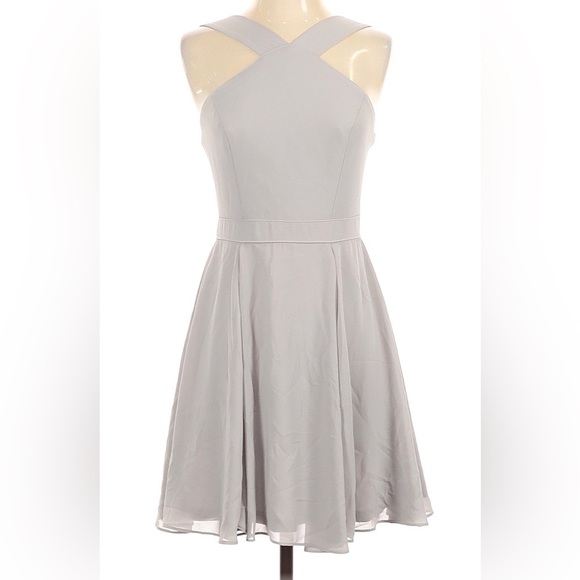 Light gray cross neck mini dress - Picture 1 of 2